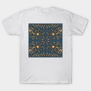 Symmetrical Colorful Suns Design T-Shirt